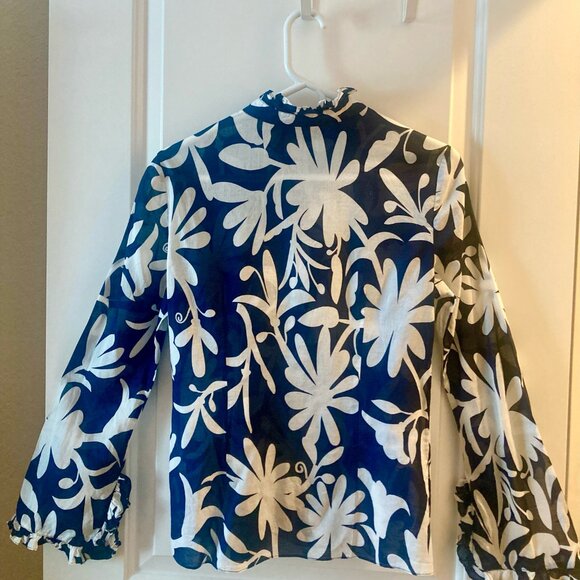 Tory Burch Long Sleeve Cotton Blouse Sz 4 - Picture 3 of 5